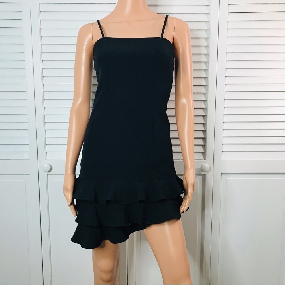 BARDOT Black Spaghetti Strap Ruffle Mini Dress Size 4